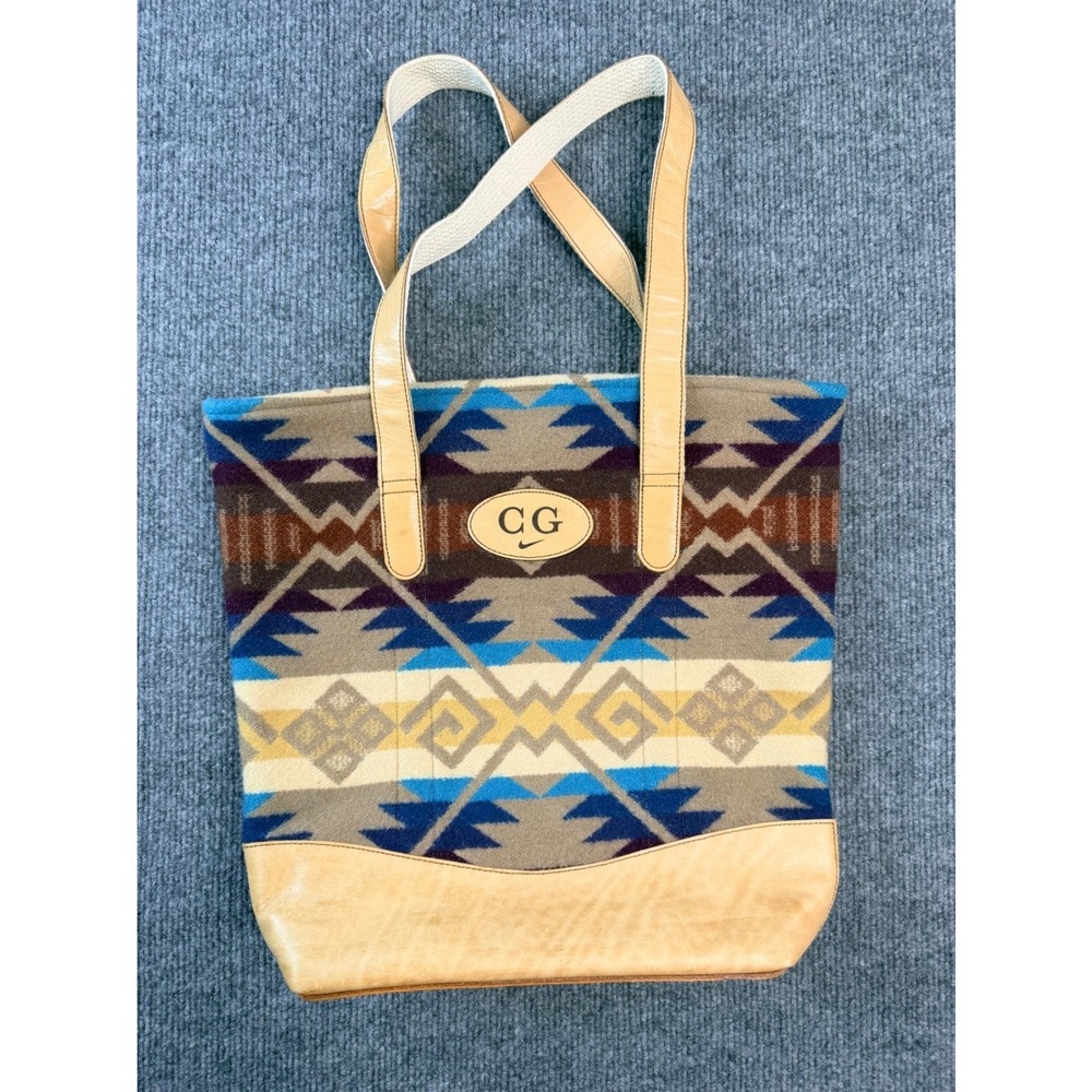 Coast Range Studio Vintage Wool‎ Leather Tote Bag Southwestern Oregon Handmade
